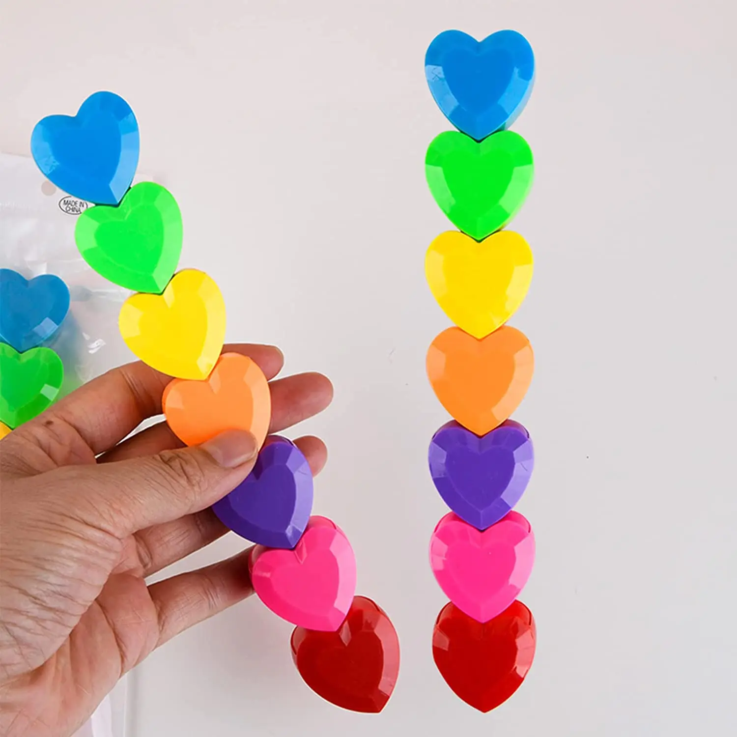 Stacking 6 Color Heart Highlighter Pen Solid / Transparent Love Shape Spot Liner Marker Buildable Stick School A7075