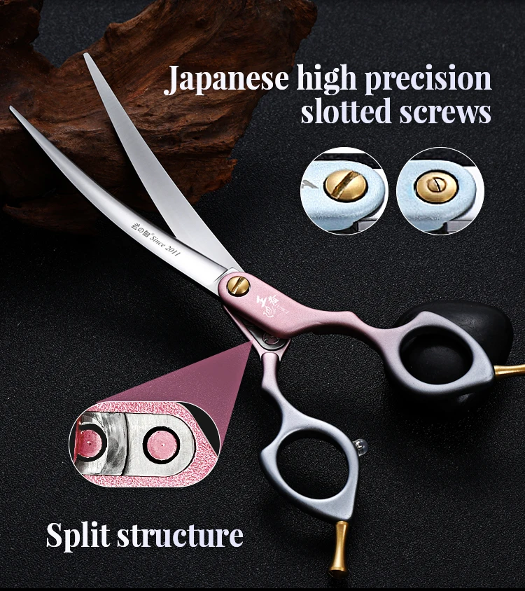 Fenice professional jp vg10 rechte und linke Hand 6,5 Zoll gebogen 35 ° Pflege schere Haustiers chere für Hunde selbst schleifende Schere – Detail 12
