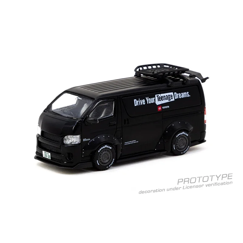 Auf Lager tw 1:64 hiace Widebody schwarz mit Dacht räger Druckguss legierung Auto Modell Sammlung Spielzeug