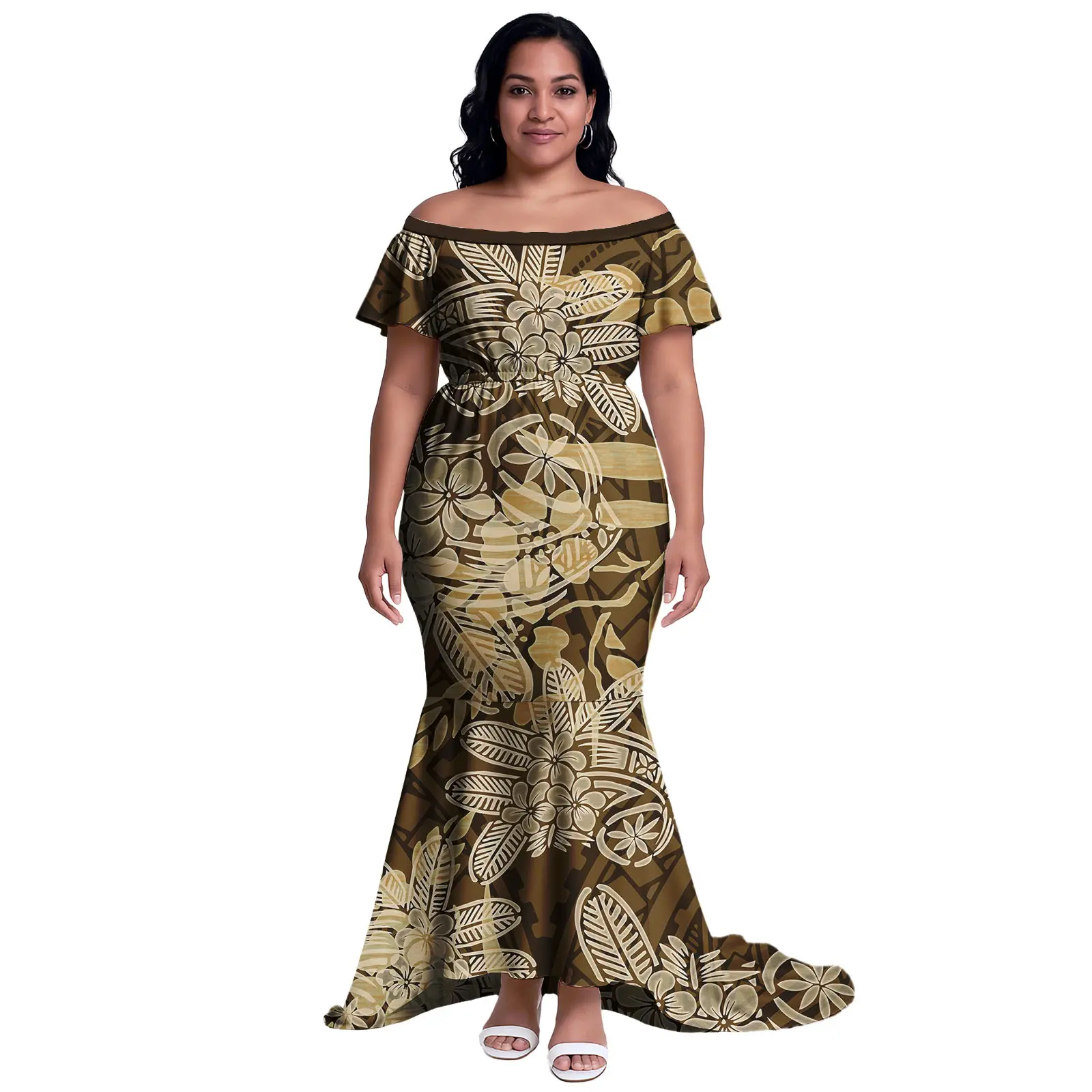 Custom High Quality Samoa Dress Polynesian Island Design Sexy One Shoulder Mermaid Elegant Plus Sizes Evening Dresses
