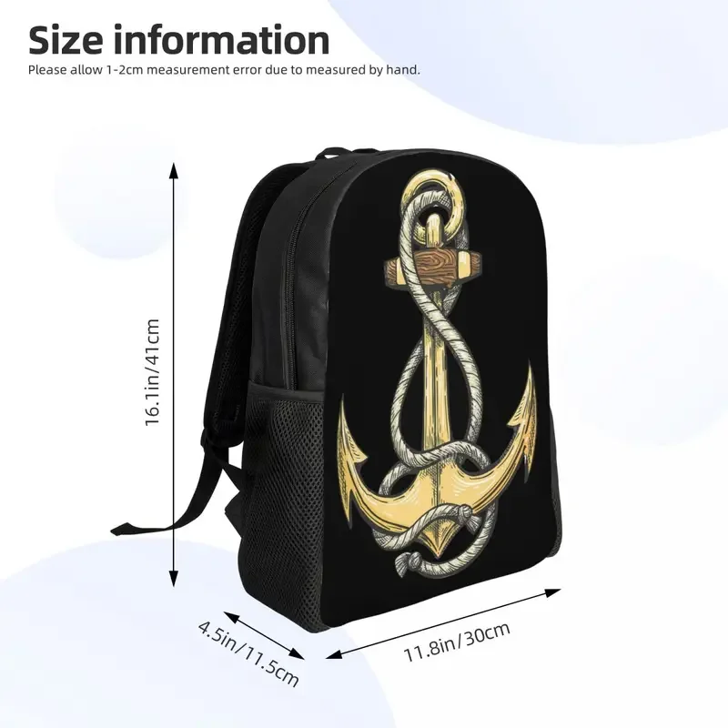 Nautical captain anchor laptop backpack men women basic bookbag for college school students sailor adventure bags