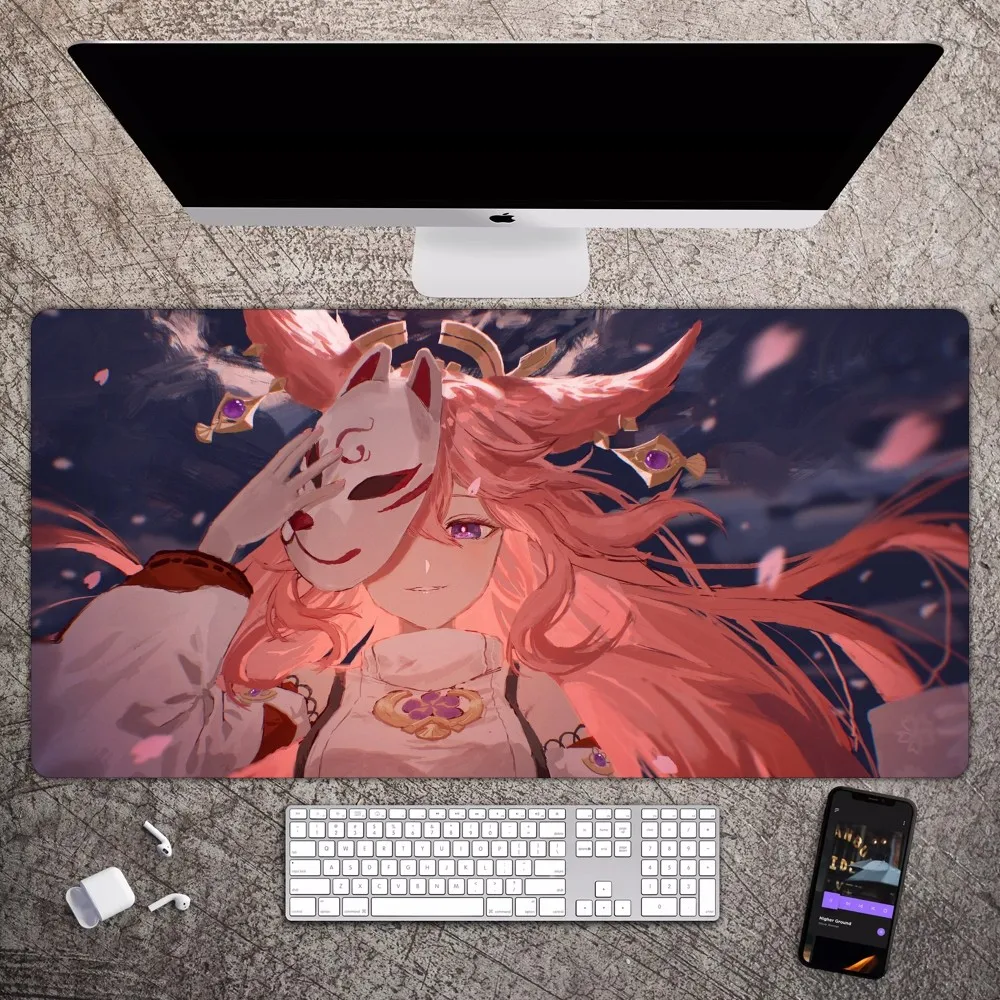 Yae Miko Mousepad Large Gaming Compute Gamer PC Keyboard Mouse Mat