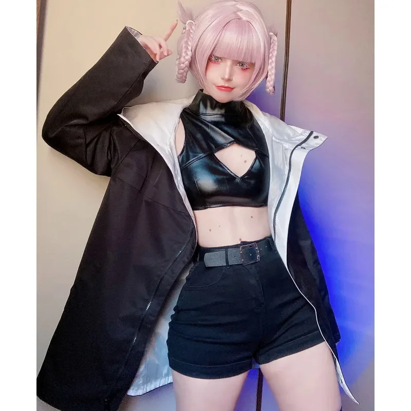 Call of The Night Anime Cosplay Costume Nazuna Nanakusa Vampire Black Coat Cloak Vest Wig Light Pink Braid Hair Halloween