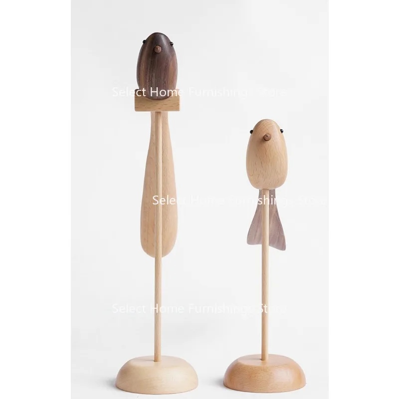 Suitable for Solid Wood Bird Ornament Original Wood Carving Office Decoration Handicraft Model Room TV Bookcase Home