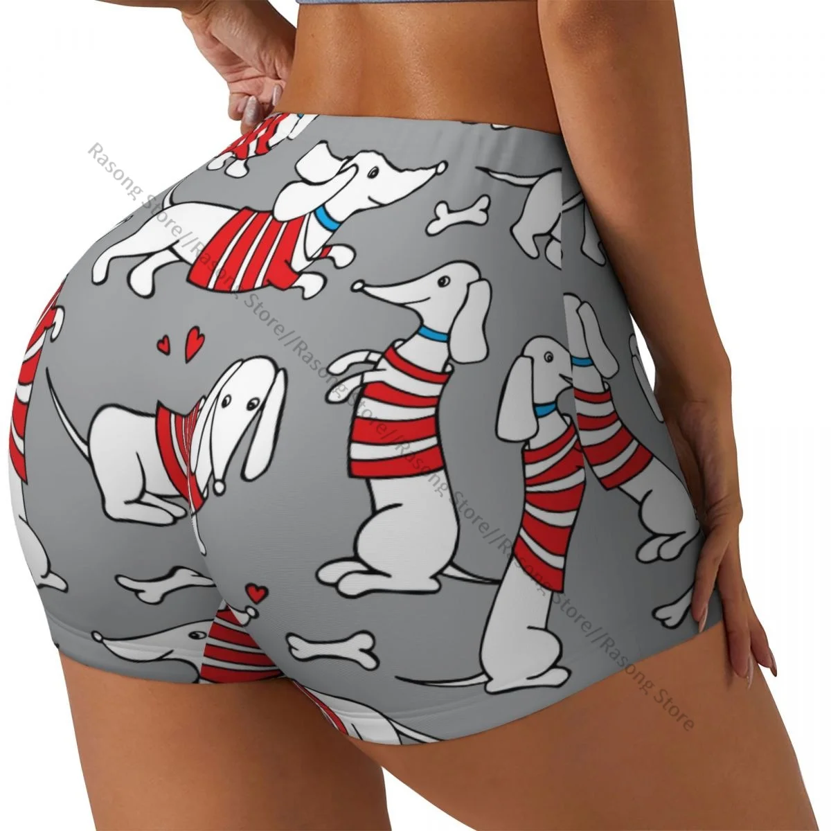 

Сексуальные узкие спортивные шорты на бедрах Dog Dachshund в кардигане для фитнеса, женские удобные шорты для йоги