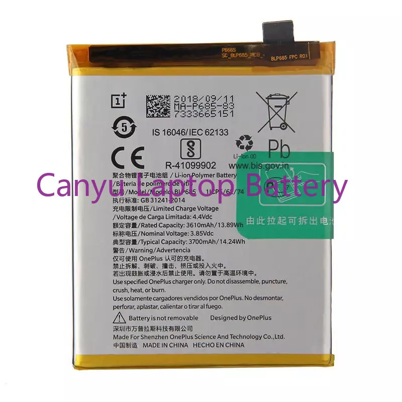 100%  Replacement Battery For Oneplus one 1+ For OnePlus 1 2 3 1+3 One Plus 3 3T 5 5T 6 6T 7 7T Pro 7 Plus Batteries