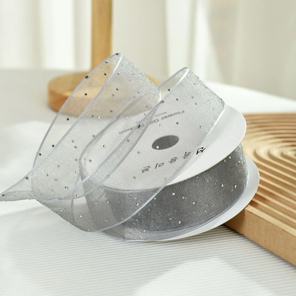 Nieuwe zilveren stippen organza gaas geschenkverpakking boog DIY verpakking lint effen kleur geschenkdoos wrap doek