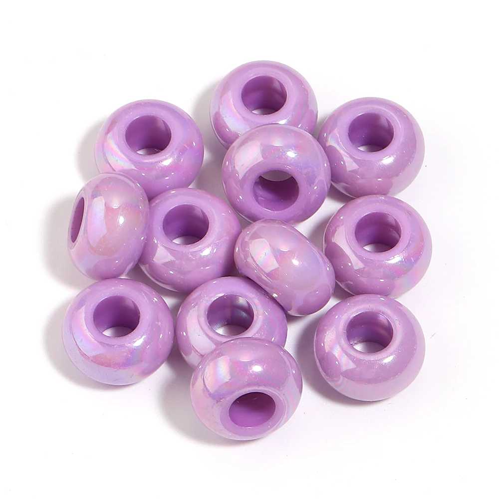 50 stuks 14mm UV gekleurde geplateerde grote gat acryl kralen losse afstandhouders abacus kralen DIY handgemaakte ketting voor het maken van sieraden