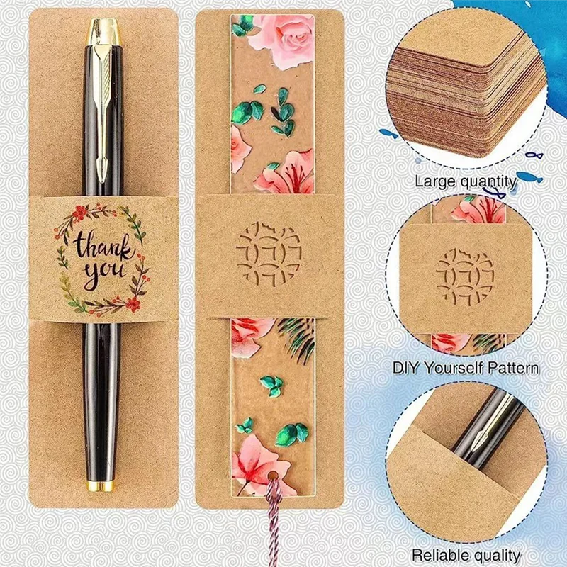 

Sleeves Brown Book Markers Cover Holder Blank Display Cards DIY Bookmark 100 Pcs