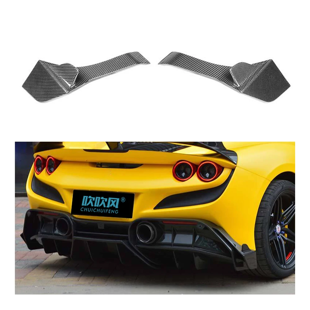 Dry Carbon Fiber Rear Bumper Side Air Vents Canards For Ferrari F8 Tributo Spider 2019-2023