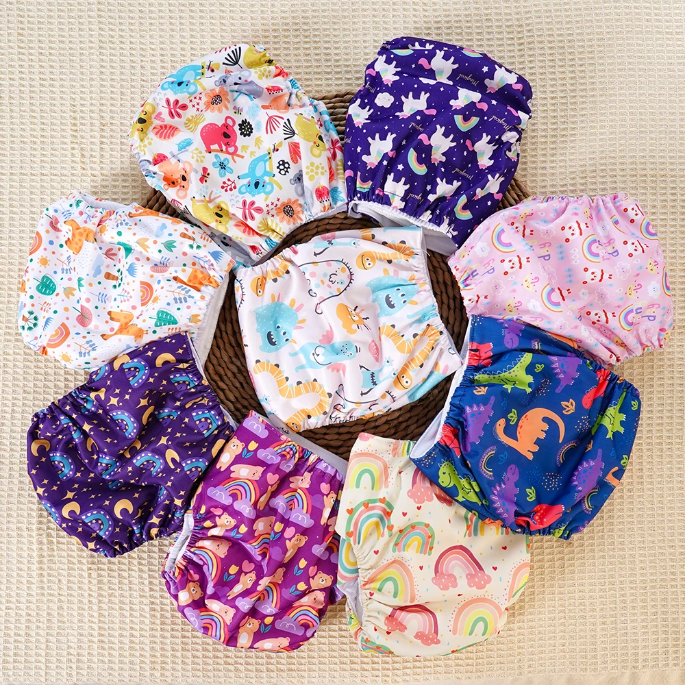 Elinfant 3 Pcs/Set Baby Cloth Diapers Waterproof Pul Suede Cloth Inner Baby Nappys Fashion Prints Set Diaper Fit 3-15KG Baby