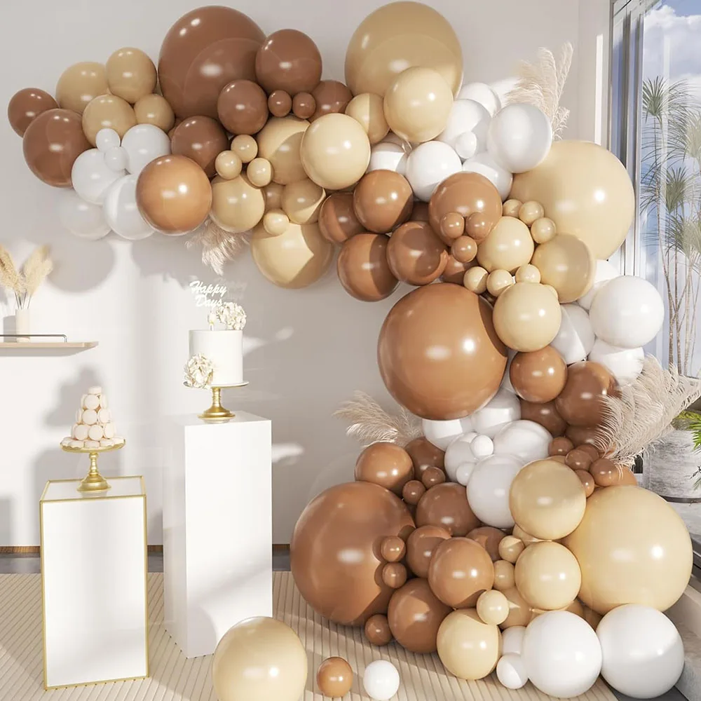 

118pcs Boho Balloons Garland Arch Kit Brown Nude White Balloons for Girls Baby Shower Garden Tea Party Birthday Wedding Decors