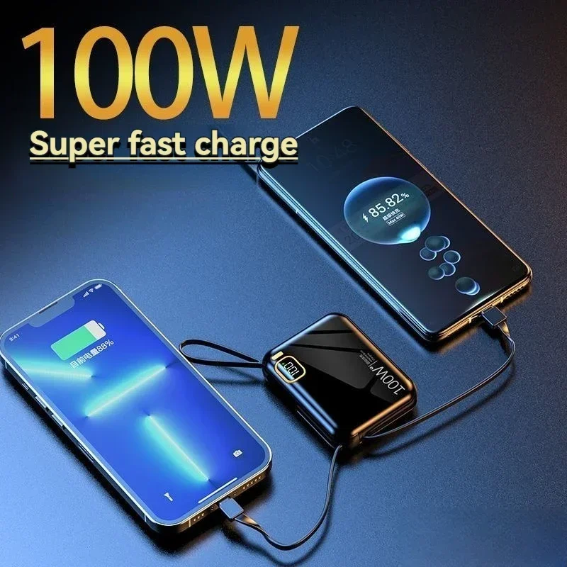 

Портативный мини-аккумулятор, 66 Вт, 20000 мАч, встроенный кабель, PD20, сверхбыстрая зарядка, компактный, новый