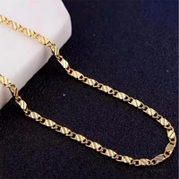 Fashion 18K Gold Necklace 2MM 16/18/20/22/24/26/28/30 Inch Side Chain Necklace For Women Men Jewelry 925 Silver Necklace 3
