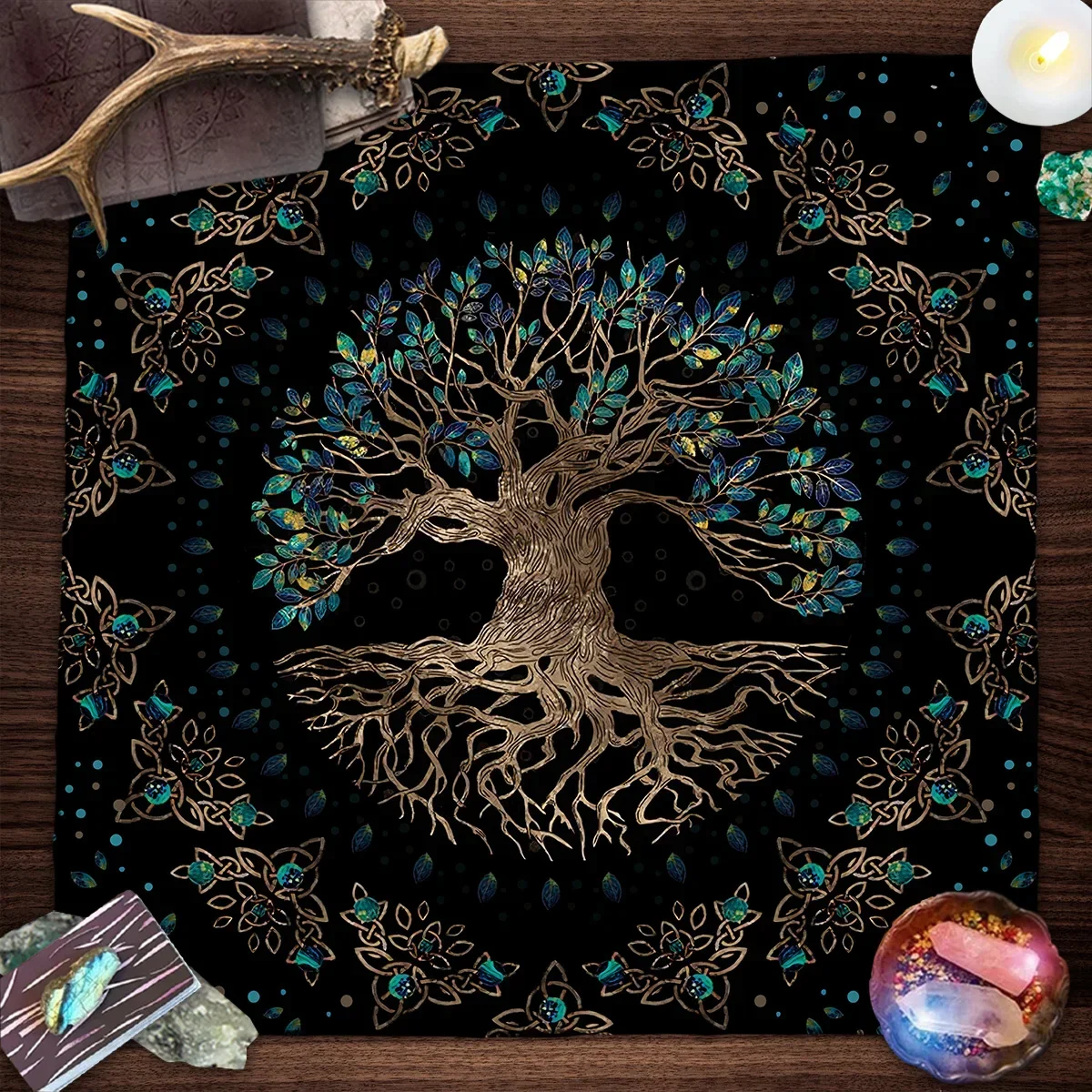 Tree Of Life Tarot Tablecloth Altar Cloth Pagan Spiritual Pendulum Witchcraft Astrology Oracle Card Pads Room Home Decor