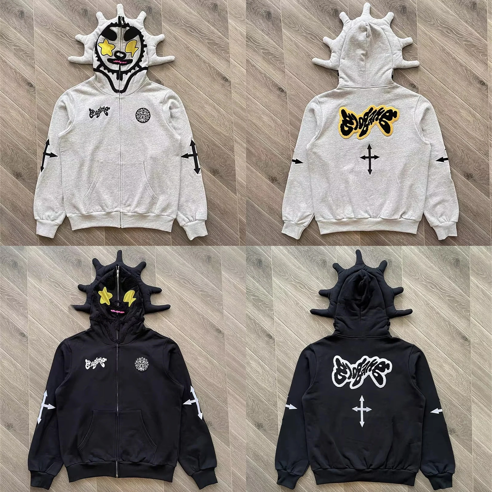 

Черный, серый Glo Gang The Glory, пуловер на молнии с полной молнией для мужчин и женщин, высокое качество, толстовка на молнии