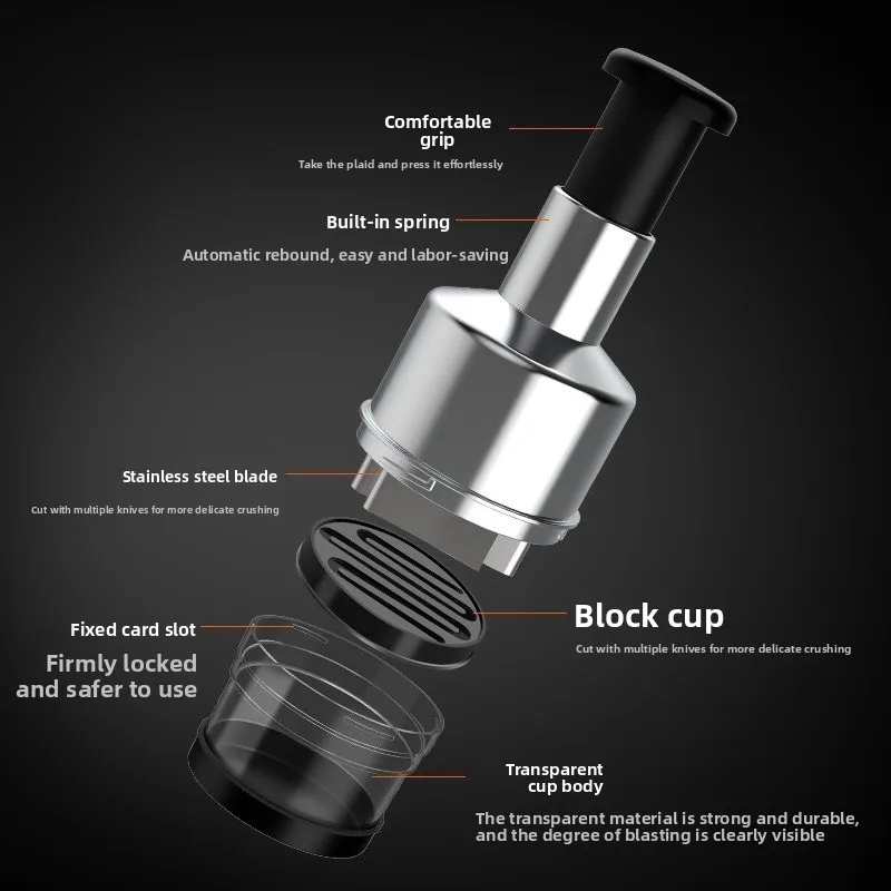 هراسة ثوم يدوية من الفولاذ المقاوم للصدأ، هراسة ثوم سهلة الاستخدام، مفرمة خضروات زنجبيل وبصل للمنزل