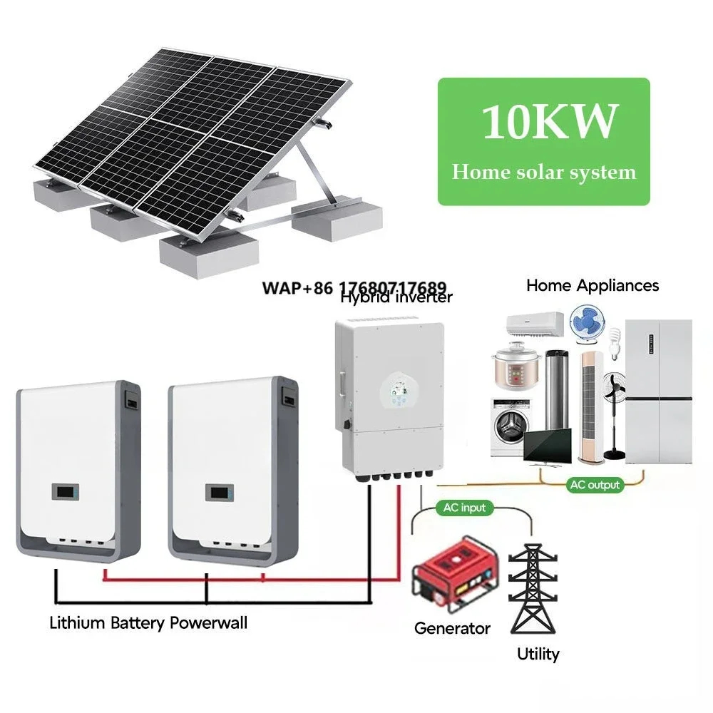 Hybrid Solar Energy Storage System Photovoltaic Full Kit 10Kw Off Grid Battery PV Solar Power Systems