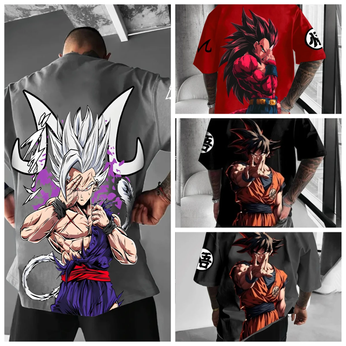 25/26 última novedad de verano caliente Fans de Anime Dragon Ball One Piece Demon Slayer Naruto 3D impreso gran camiseta de calle de moda para hombres