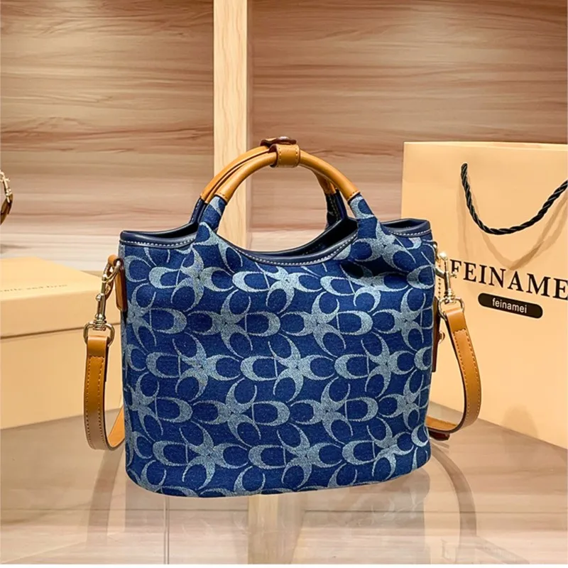 حقيبة يد للسيدات، حقيبة قماش من قماش الدنيم الفاخر الخفيف، حقيبة دلو عصرية جديدة للتنقل لعام 2025، كروس بكتف واحد راقي