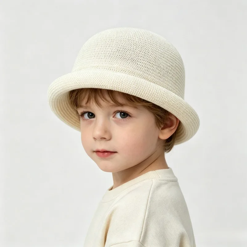 Sommerlicher Eltern-Kind-Baskenmützenhut aus Stroh mit gerolltem Rand, atmungsaktiver Sonnenhut, lässige elegante Kopfbedeckung für Kinder und Erwachsene – Detail 6