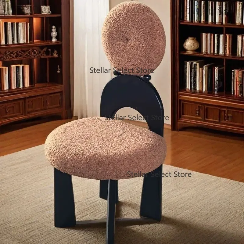 

#f - Ideal for Home Dining & Makeup Vanity，Retro Mid-Century Dining Chair: Nordic-French Design, Solid Wood Backrestc