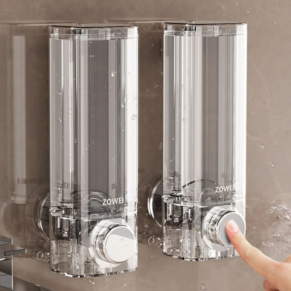 Gifts Wall-mounted Soap Dispenser Suction Cup Punch-free Soap Box Transparent Shampoo Bottle