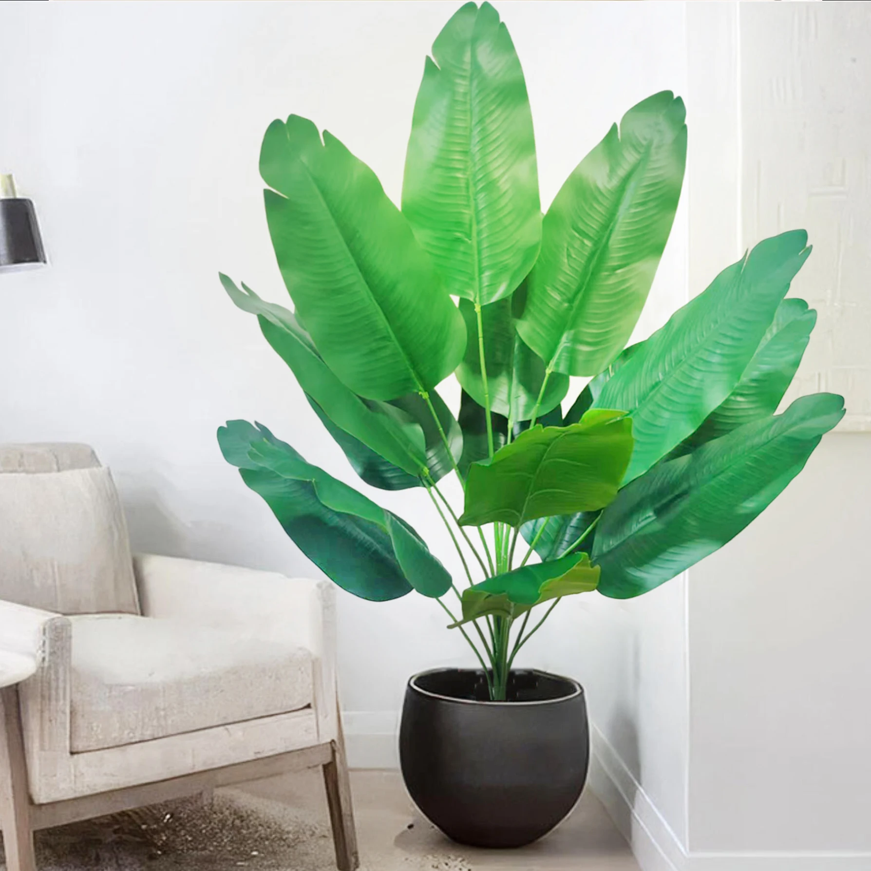 65–125 cm/47,2 Zoll große tropische Palme, gefälschte Bananenpflanzenblätter, fühlt sich echt an, Strelitzia Reginae-Kunststoffpflanze für den Hausgarten – Detail 31