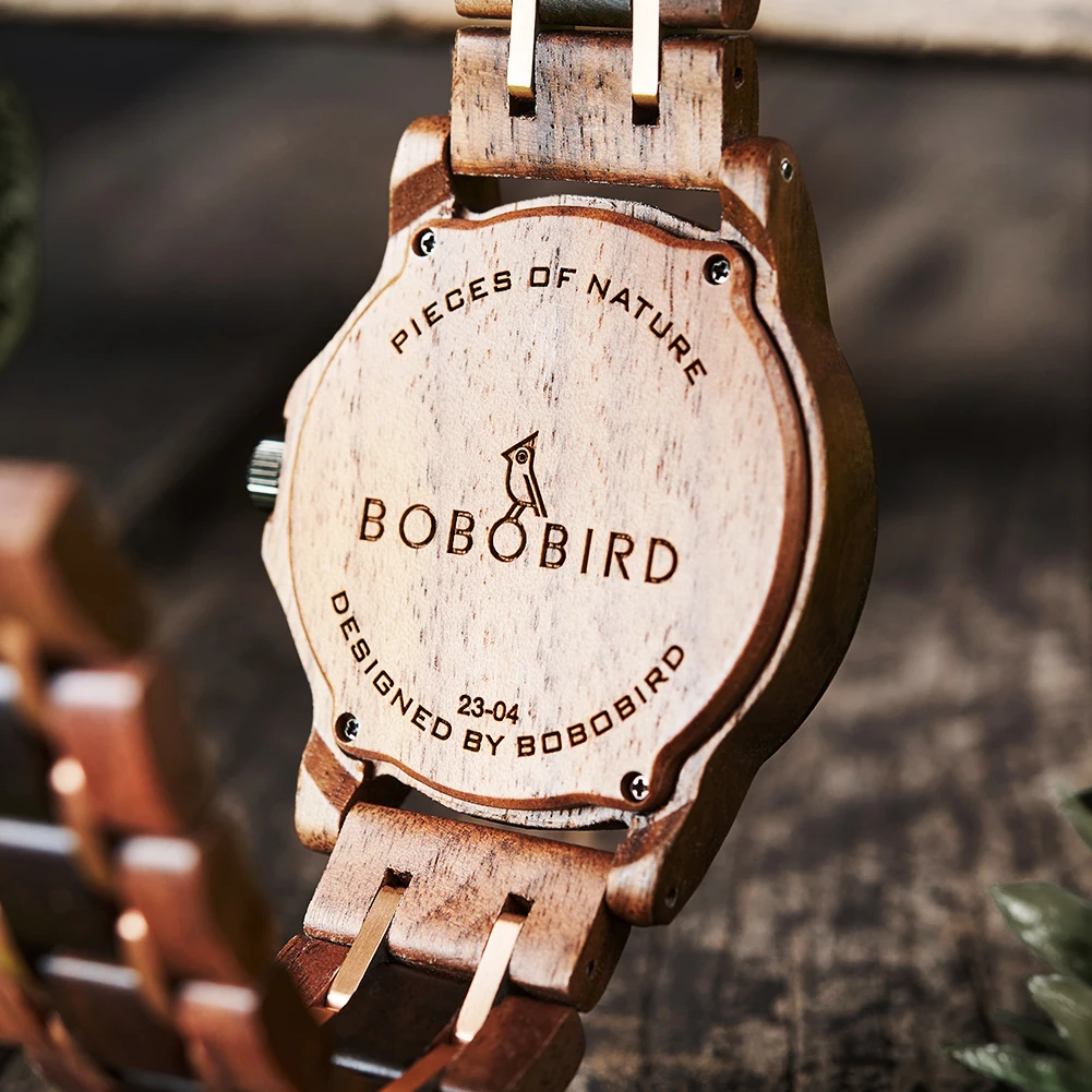 BOBO BIRD Watches for Men Quartz handmade Wood Watch Luxury Men\'s Watches Week Display Simple Dial Design Customize Gift for Men