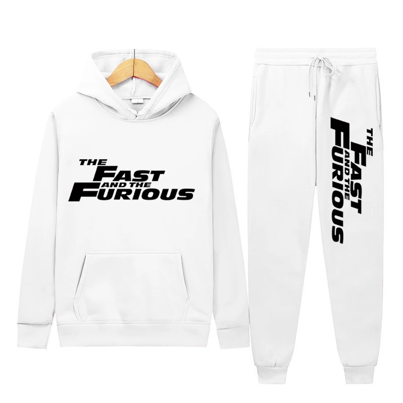 The Fast And The Furious Hoodies + Pants 2 Pieces Sets Men Fashion Sweatshirts Women Casual Hooded Pullovers Sportwear Suit