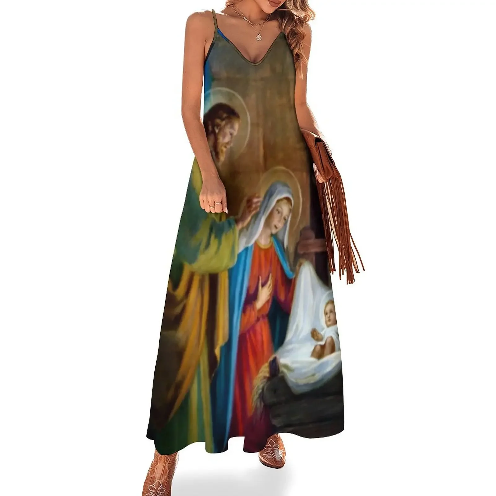 

jesus baby protection mask clothes and products of baby jesus in the manger Sleeveless Dress Woman clothing dress for woman