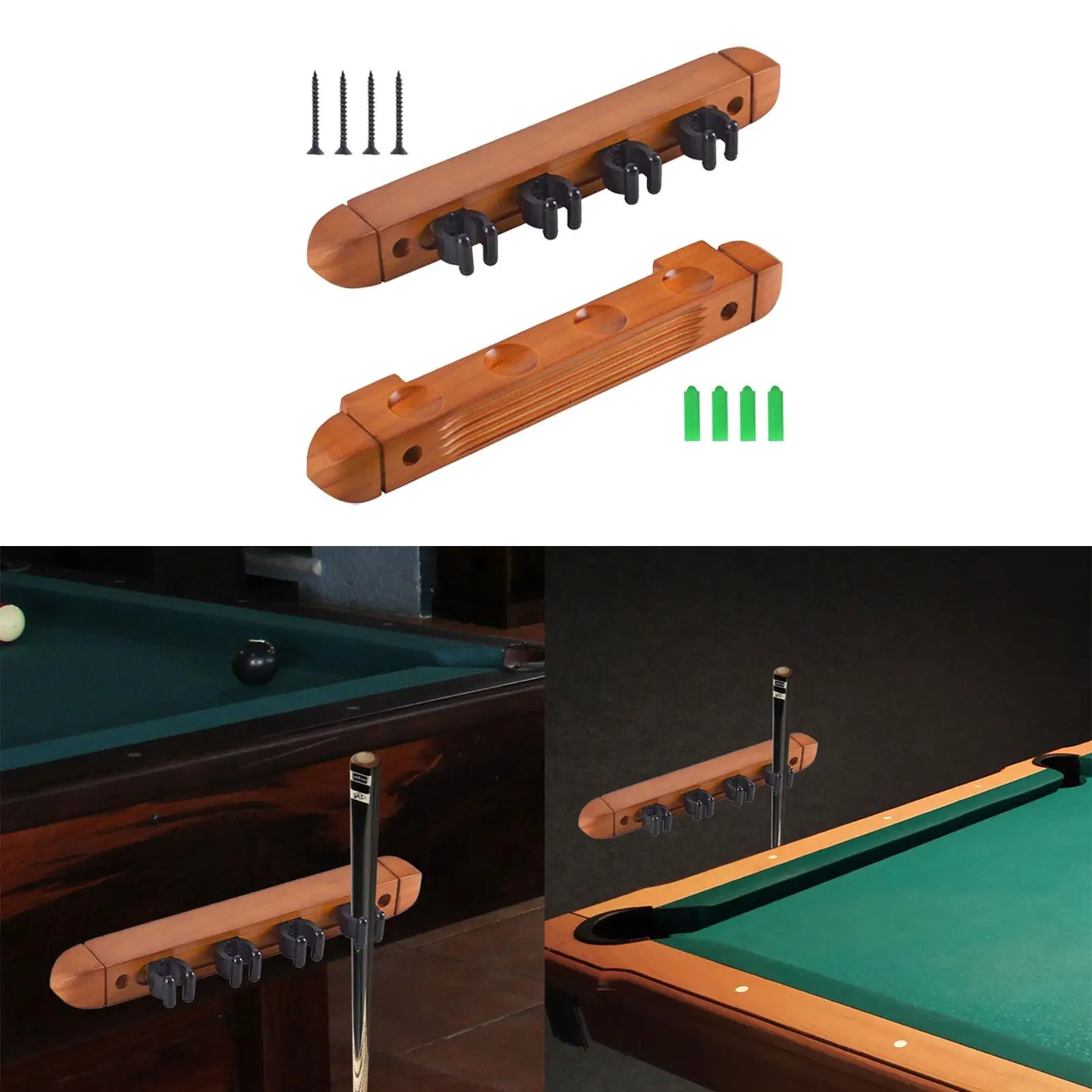 Pool Cue Rack Claw Cue Clips Fishing Rod Stand Wall Rack with 4 Cue Clips