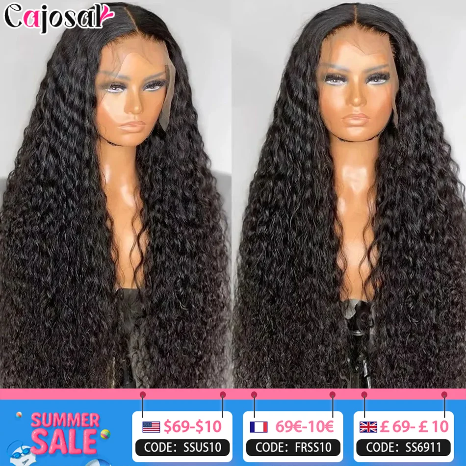 

30 40 inch 250% 13x6 HD Lace Frontal Wig for Women 13x4 Front Deep Wave Kinky Curly Human Hair Dark Black Glueless Pre Plucked