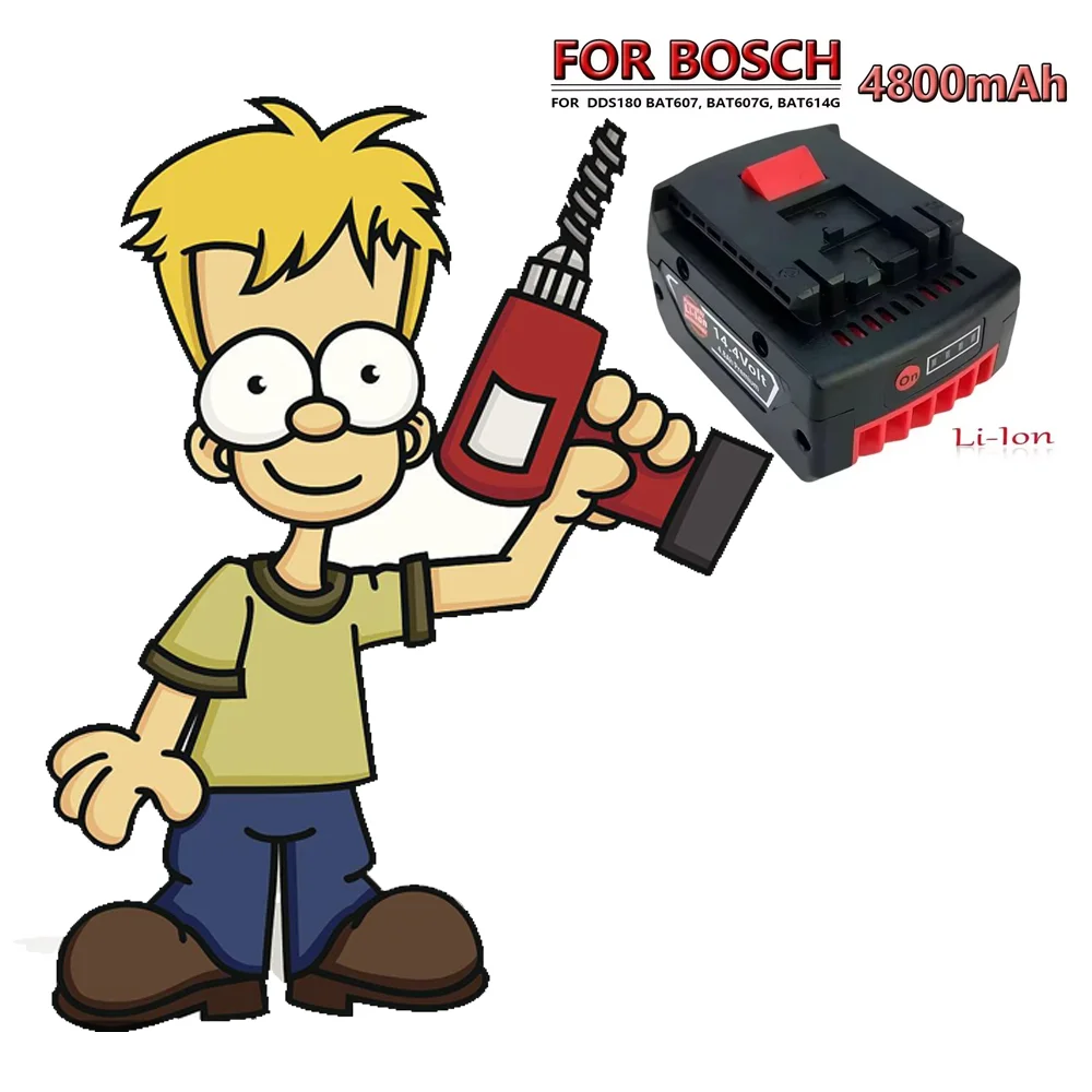 

14.4V 4800mAh Rechargeable Battery For Bosch Power Tool For GBH GDR GSR 1080 DDS180 BAT614G Replacement Li-ion Battery