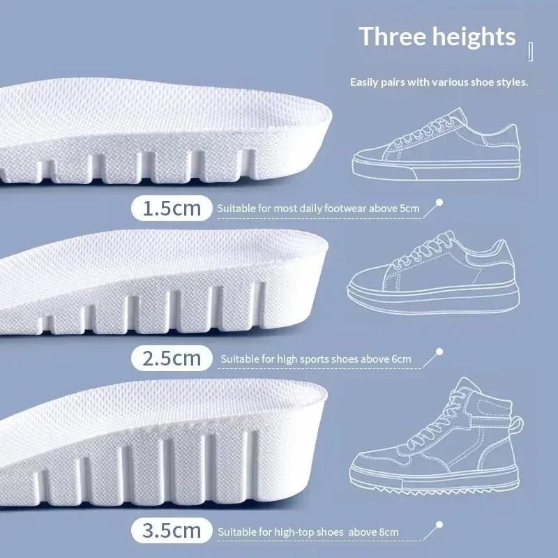 1Pair Unisex Invisible Height Increase Insoles 2.5 3.5 Cm EVA Height Boost Insert Cushion Pads