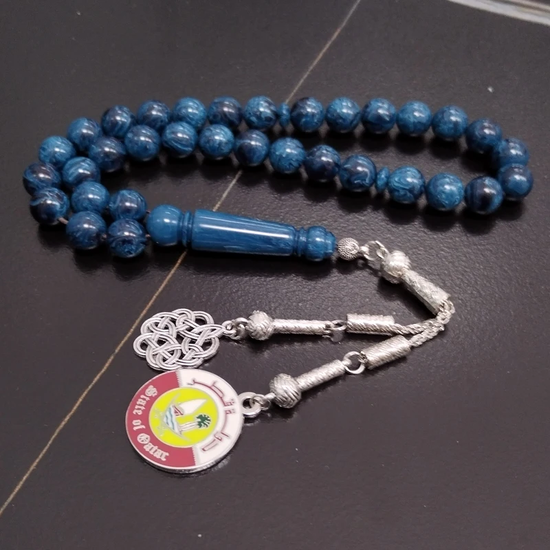 Tasbih Qatar AND Saudi badg blue resin bracelet 33prayer beads arabic accessories tassel turkish fashion Misbaha Eid gift