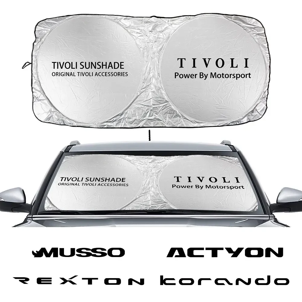 For SsangYong Actyon Tivoli Korando Kyron Musso Rexton Car Windshield Sunshades Covers Auto Windowshades Sun Block Accessories