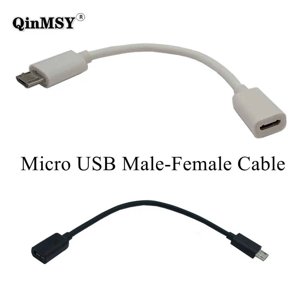 10cm 0.25 Micro USB żeński do Micro USB męski F/M przedłużacz data ładowanie krótki kabel OTG czarny biały przewód 1m 2m