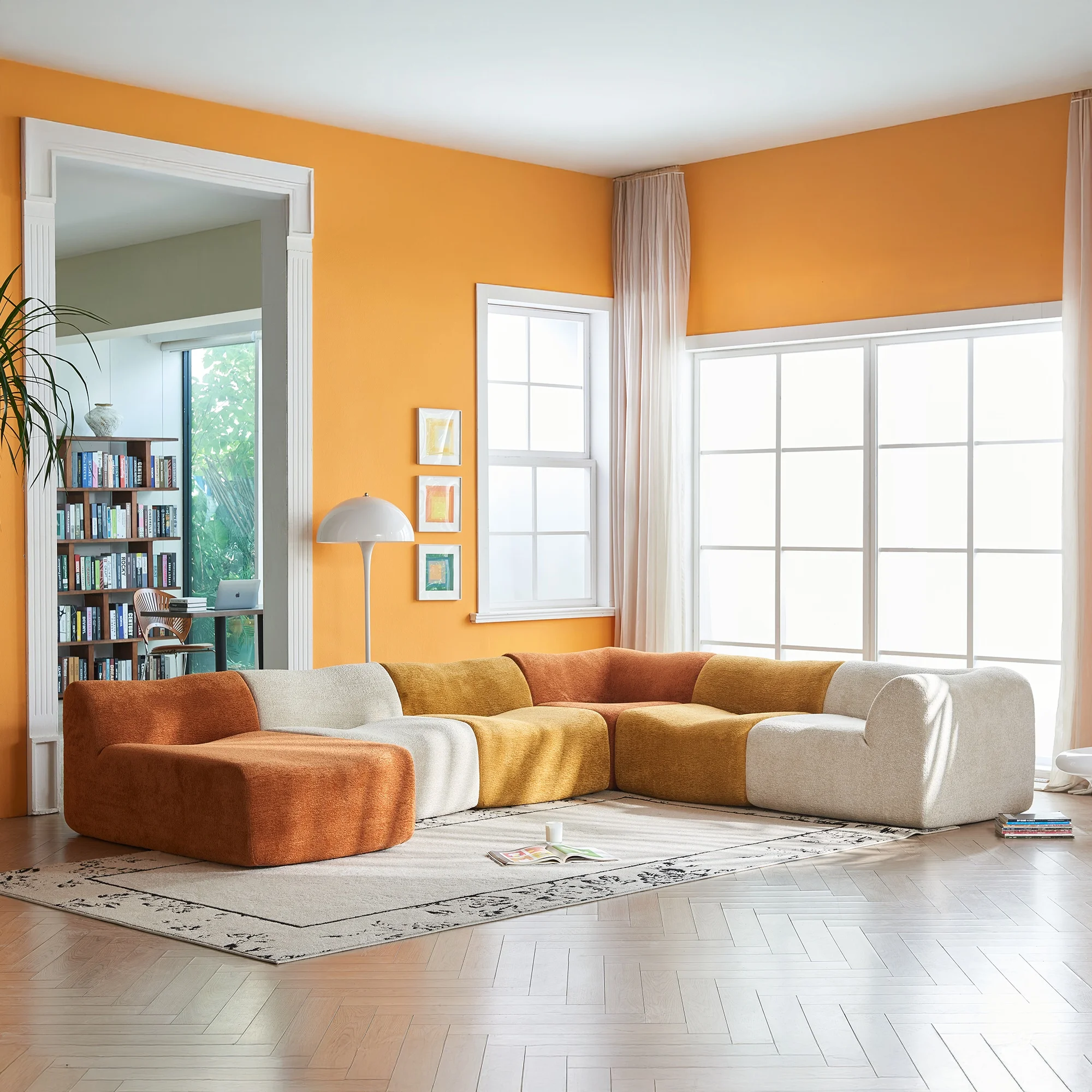 

Высококачественный многоместный угловой диван-шезлонг L-образной формы для гостиной, современный роскошный диван с обивкой для квартиры