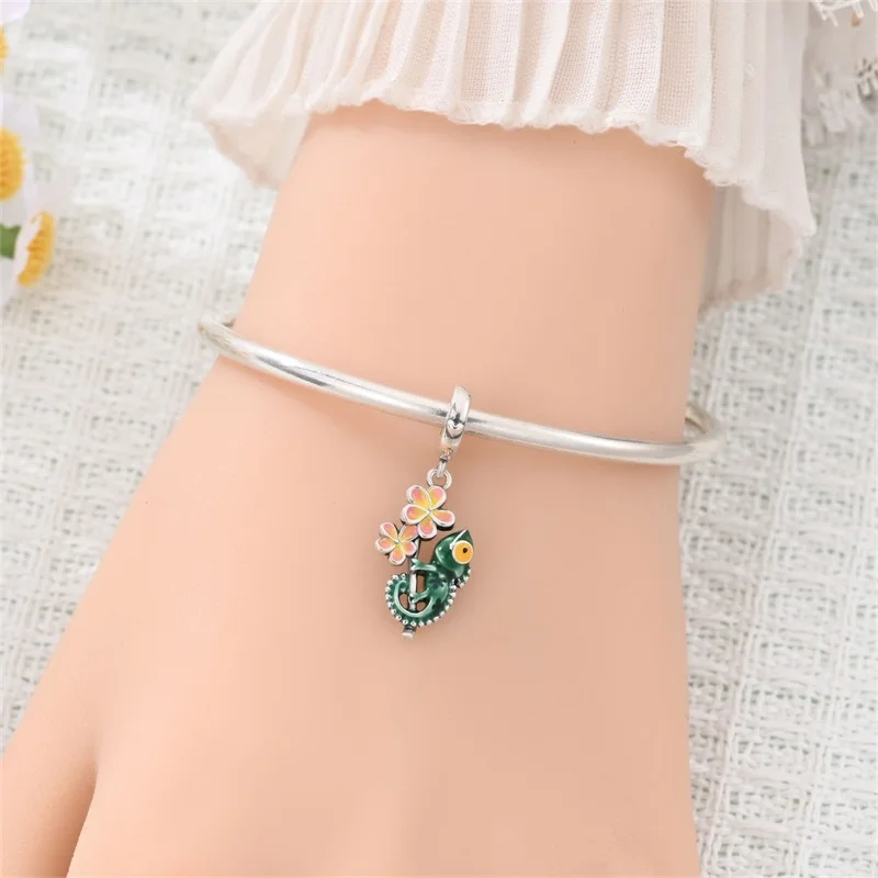 

2026 New 925 Sterling Silver Hanging Chameleon Charms Bead Fit 3mm Original Bracelet DIY Women Exquisite Birthday Jewelry Gifts
