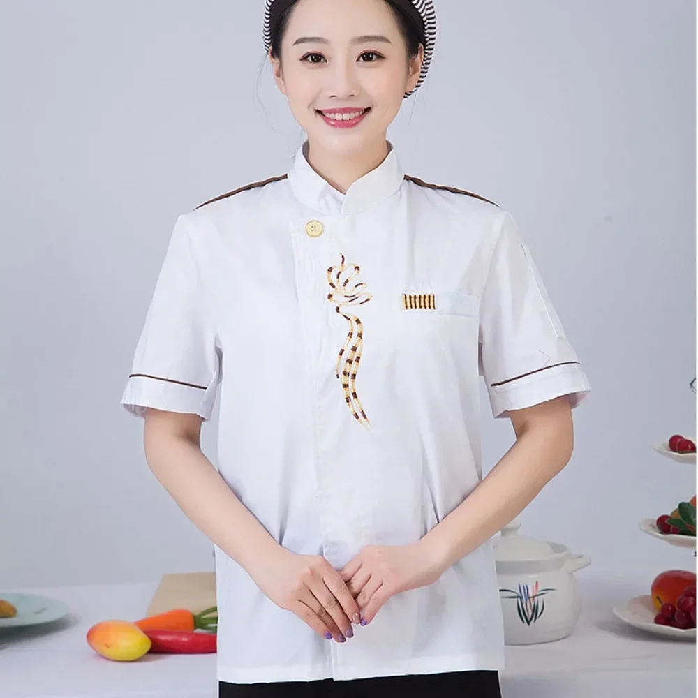 ملابس عمل الشيف بأكمام قصيرة ملابس الشيف للرجال تقديم الطعام مطعم إناء/ قدر مطعم المطبخ النمط الصيني مقصف النادل #2
