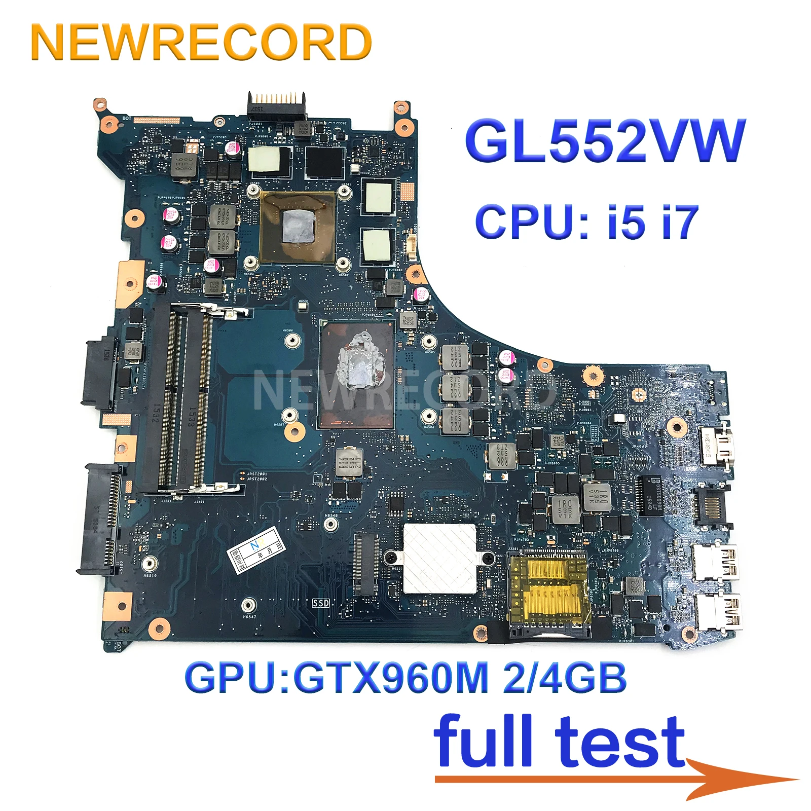 For ASUS GL552VW  GL552VX ZX50V GL552VXK  Laptop Motherboard With i5-6300HQ i7-6700HQ CPU GTX960M 2/4GB-GPU