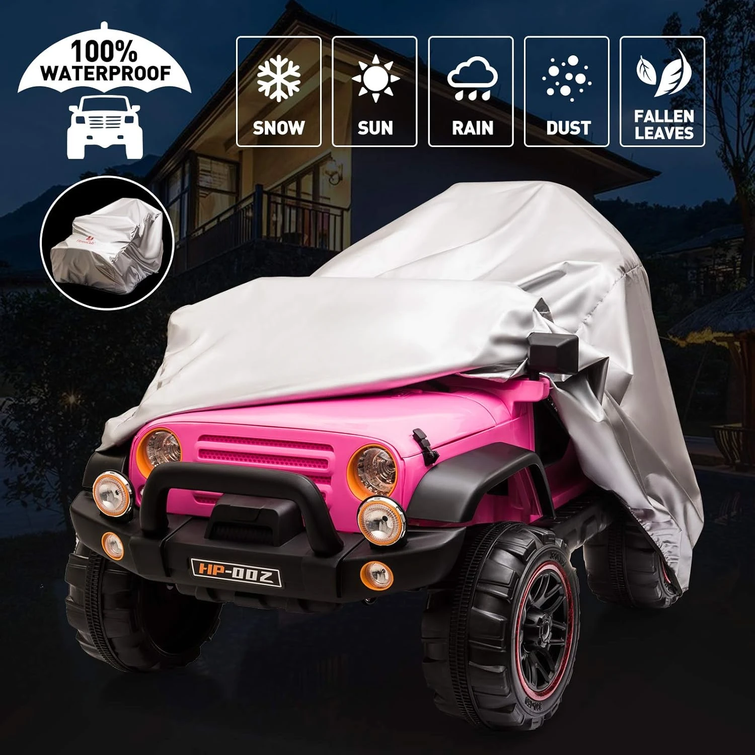 2-Seater Ride On Truck and Car Cover, 12V7AH Children's Electric Car W/Parental Remote Control, Music, LED Lights, Spring Suspen