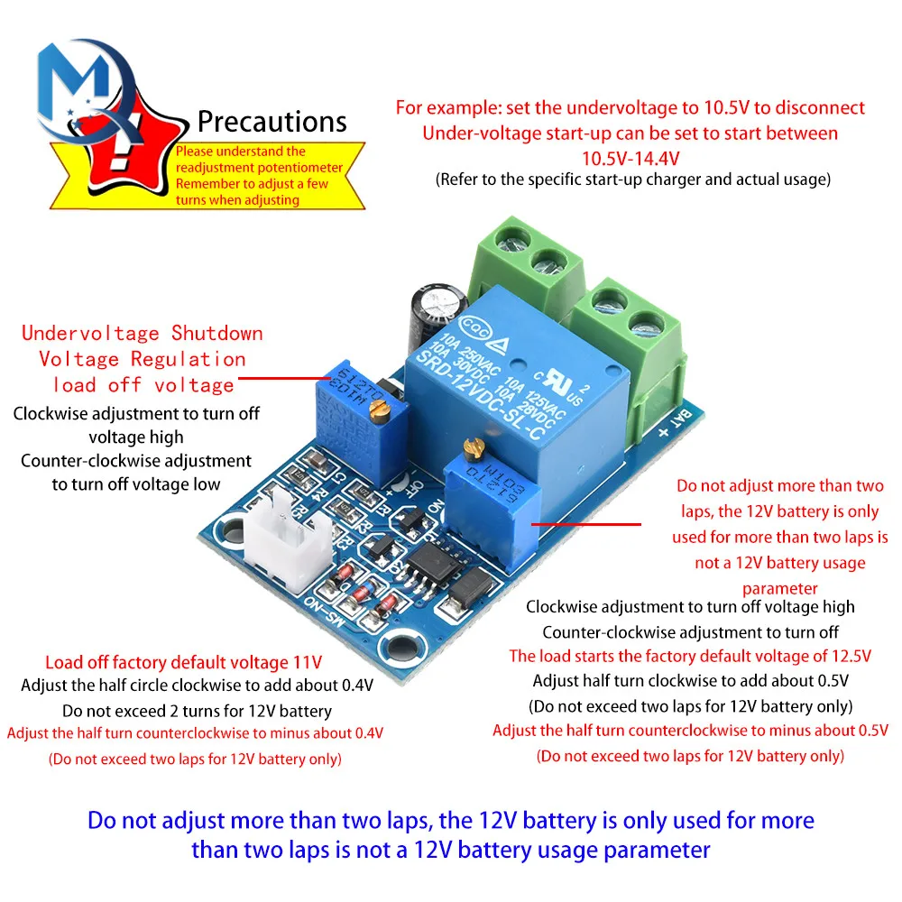 12V Battery Low Voltage Cut off Automatic Switch Recovery Protection Board Module Undervoltage Switch Module Charging Controller