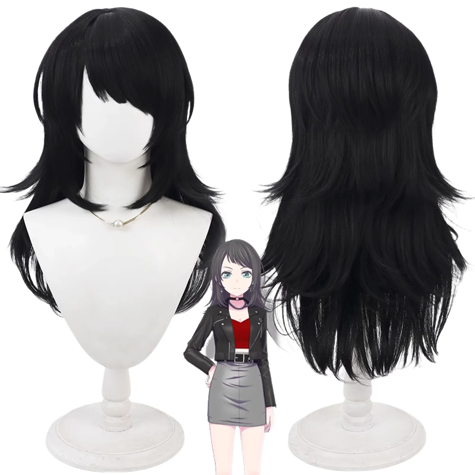 

Yahata Umiri Cosplay Wig Costume Black Long Heat Resistant Synthetic Hair Halloween Role Play Party Prop Accessories