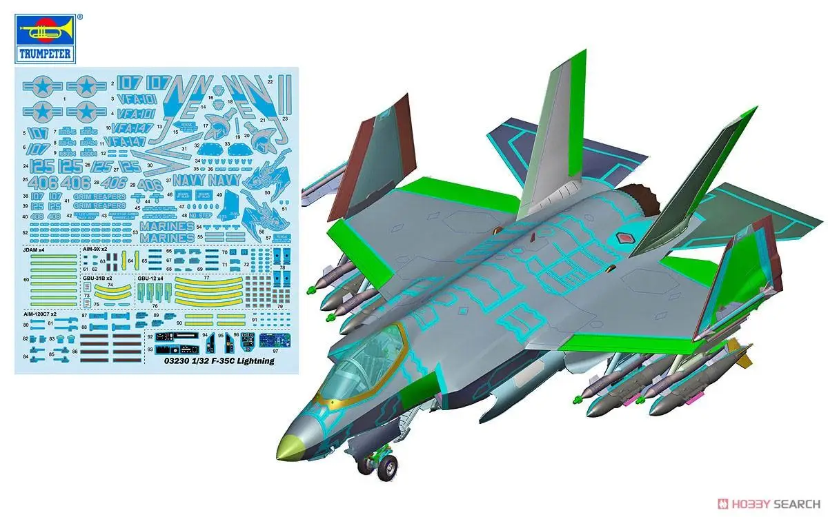 Alat Model Plastik Lightning Trumperter 03230 Skala 1/32 F-35C