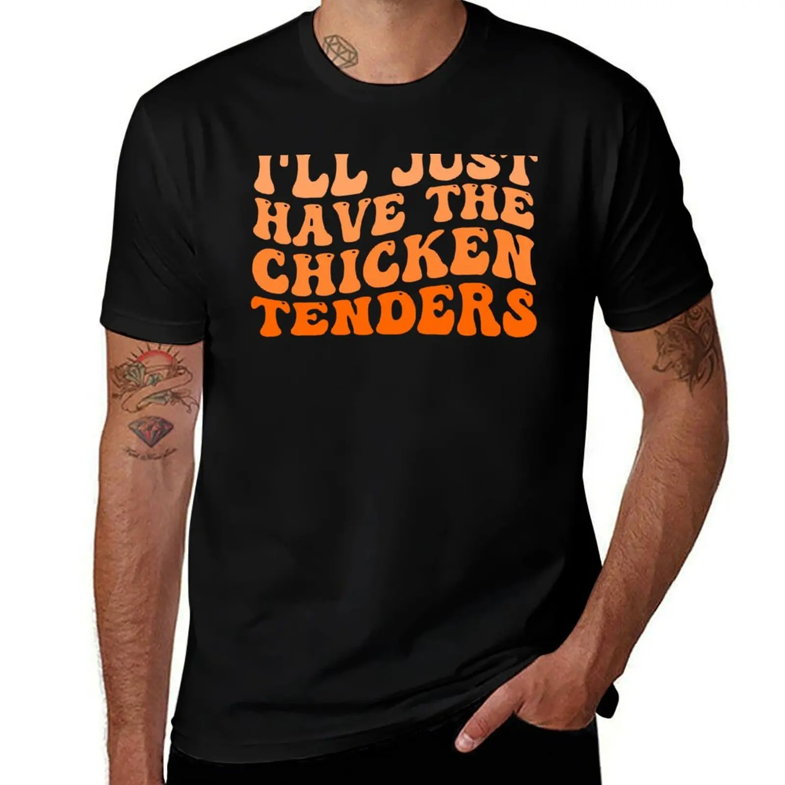 I'll Just Have The Chicken Tenders Groovy T-Shirt tops graphic shirts fruit of the loom mens t shirts