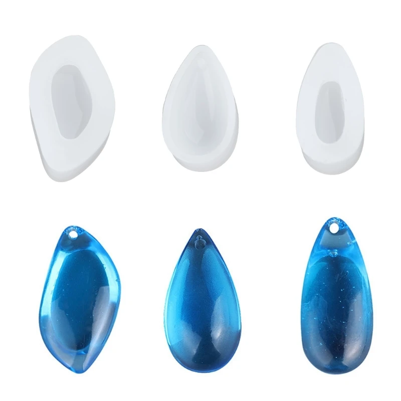 6Pcs Silicone Resin Molds for Jewelry Epoxy Resin Water Drop Necklace Stone Mold for UV Resin Crafts DIY Jewelry Making