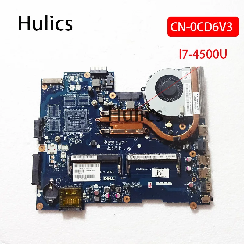 Hulics Used VBW01 LA-9982P For Dell Inspiron 15R 5537 3537 Laptop Motherboard CN-0CD6V3 0CD6V3 SR16Z I7-4500U CPU DDR3L