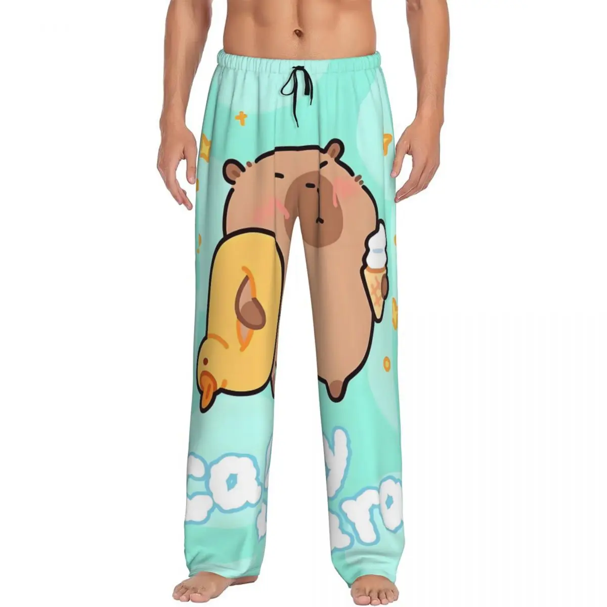

Custom Capybara Pajama Pants Men's Cute Anime Lounge Sleep Stretch Sleepwear Bottoms with Pockets